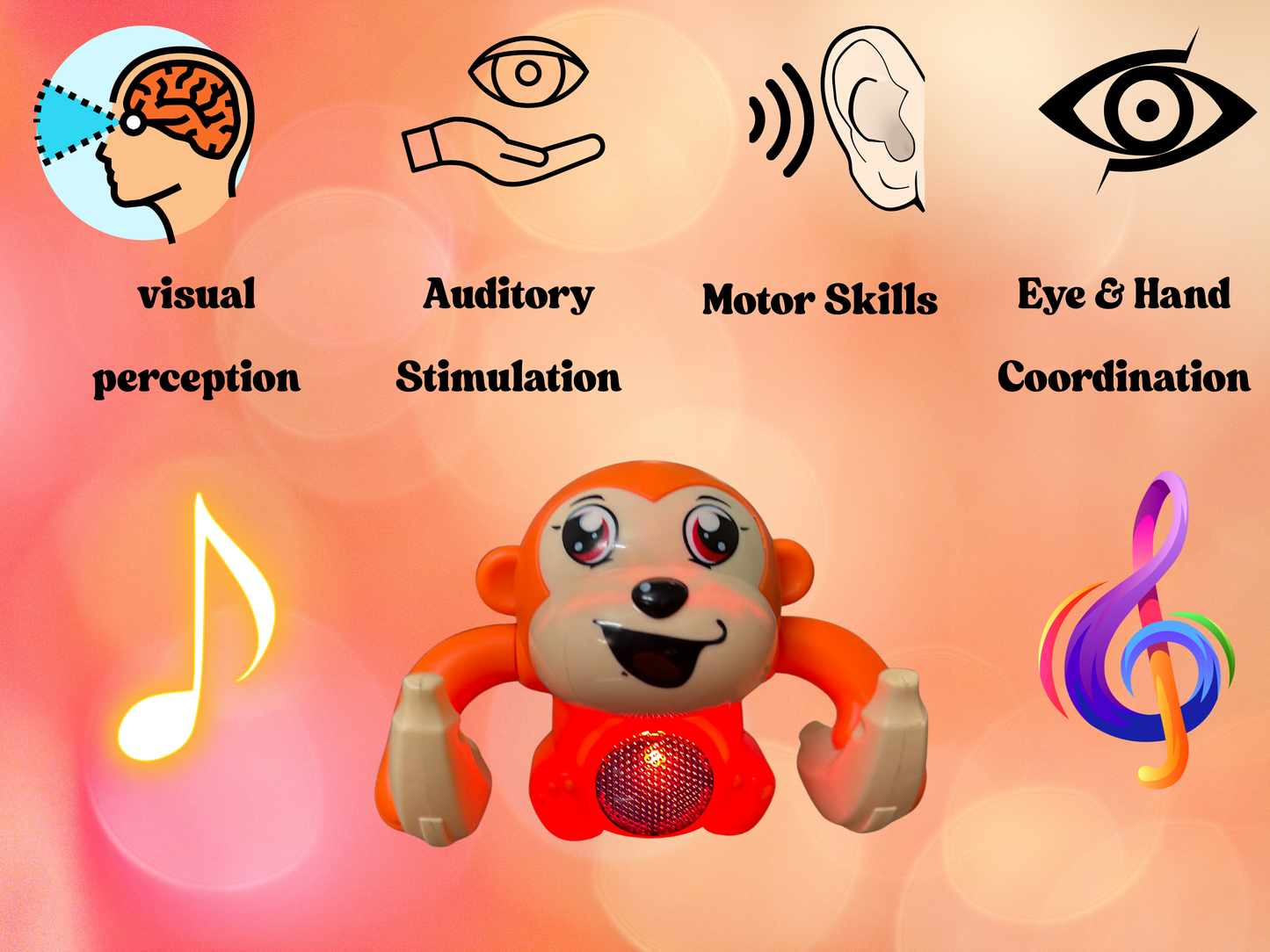 Tumbling Monkey Toy | Voice-Controlled Dancing Toy That Spins, Rotates & Tumbles with Music and LED Lights