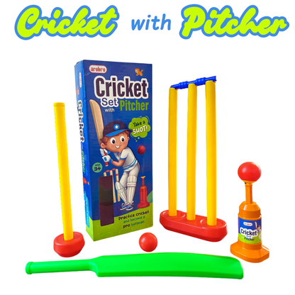 Cricket Set with Automatic Ball Launcher Pitcher