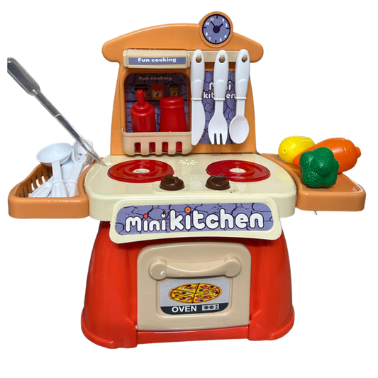 Toylicious Kids 26-Piece Mini Kitchen Playset with Realistic Lights, Sounds & Steam
