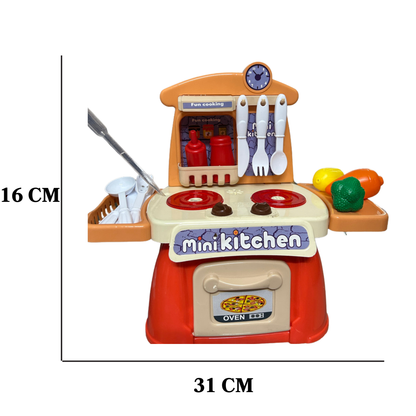 Toylicious Kids 26-Piece Mini Kitchen Playset with Realistic Lights, Sounds & Steam