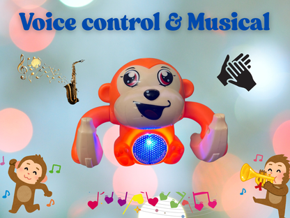 Tumbling Monkey Toy | Voice-Controlled Dancing Toy That Spins, Rotates & Tumbles with Music and LED Lights