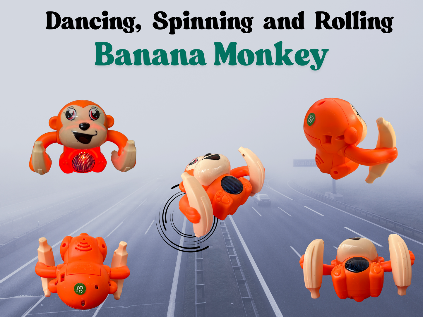 Tumbling Monkey Toy | Voice-Controlled Dancing Toy That Spins, Rotates & Tumbles with Music and LED Lights